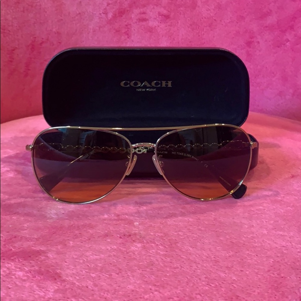 Coach Aviator Sunglasses (Black/Gold)